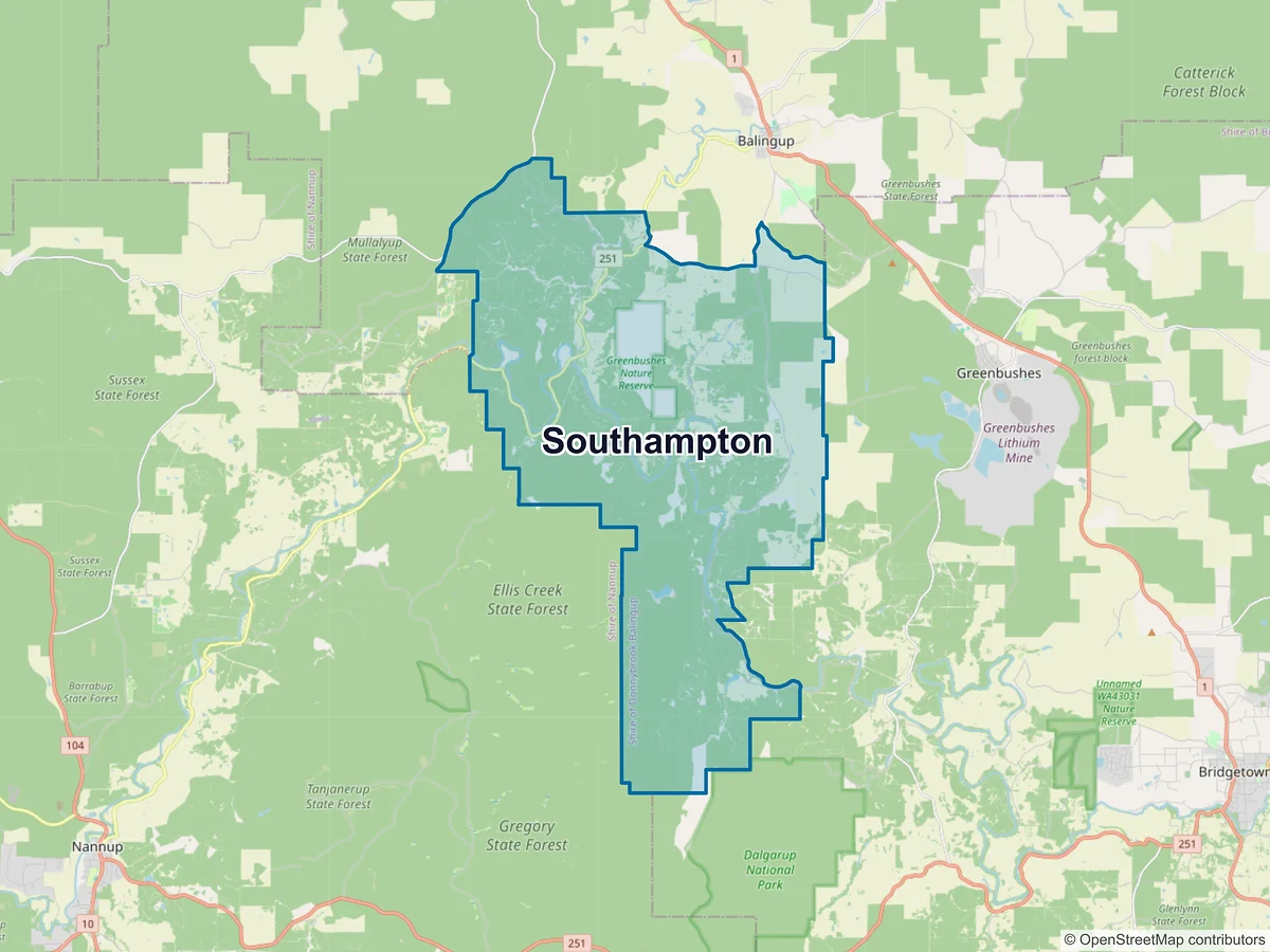 Map of Southampton, WA, Australia