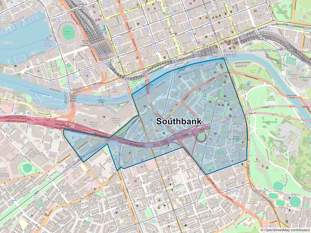 Map of Southbank, VIC, Australia