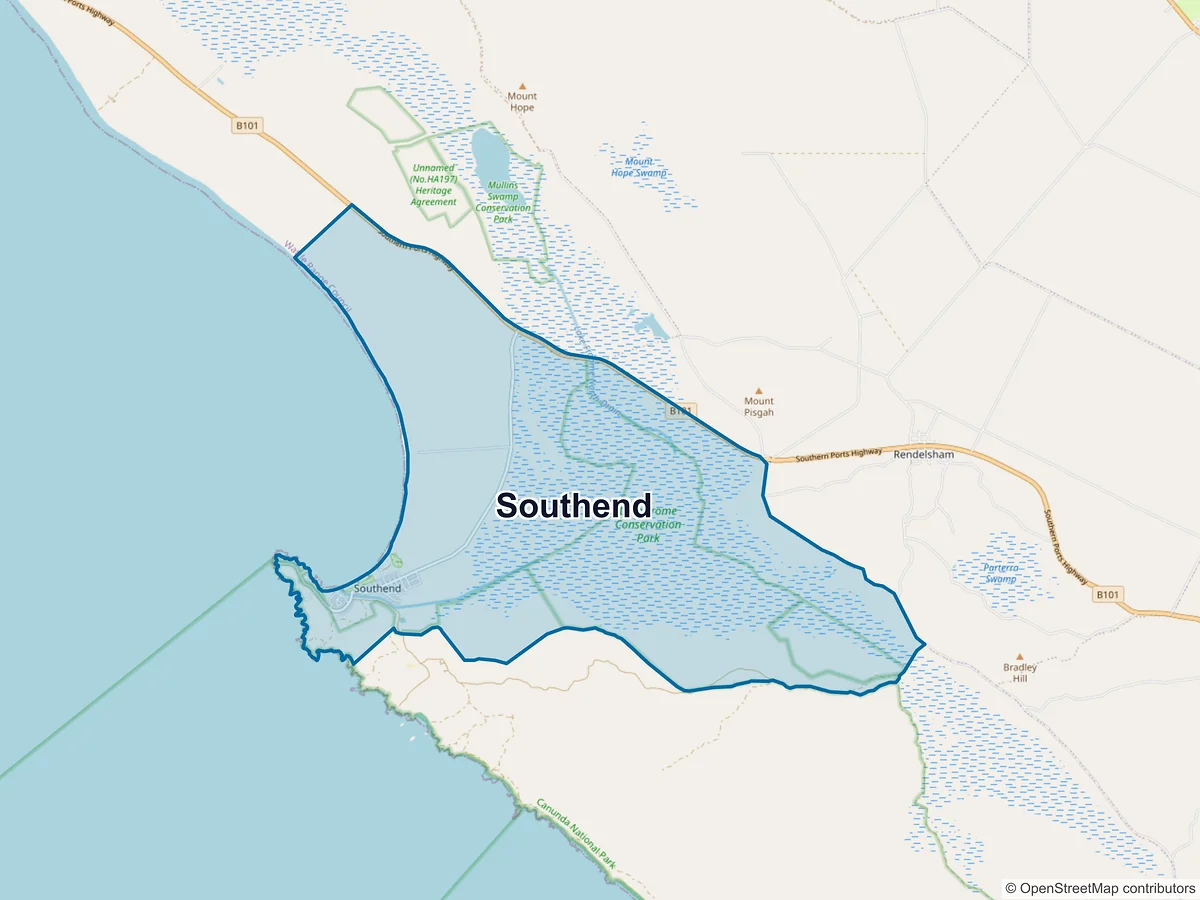 Map of Southend, SA, Australia