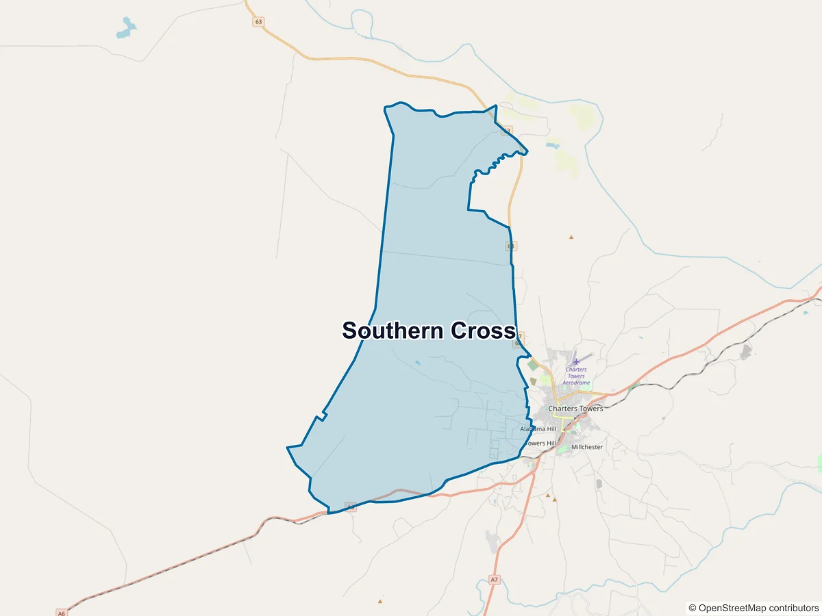 Map of Southern Cross, QLD, Australia