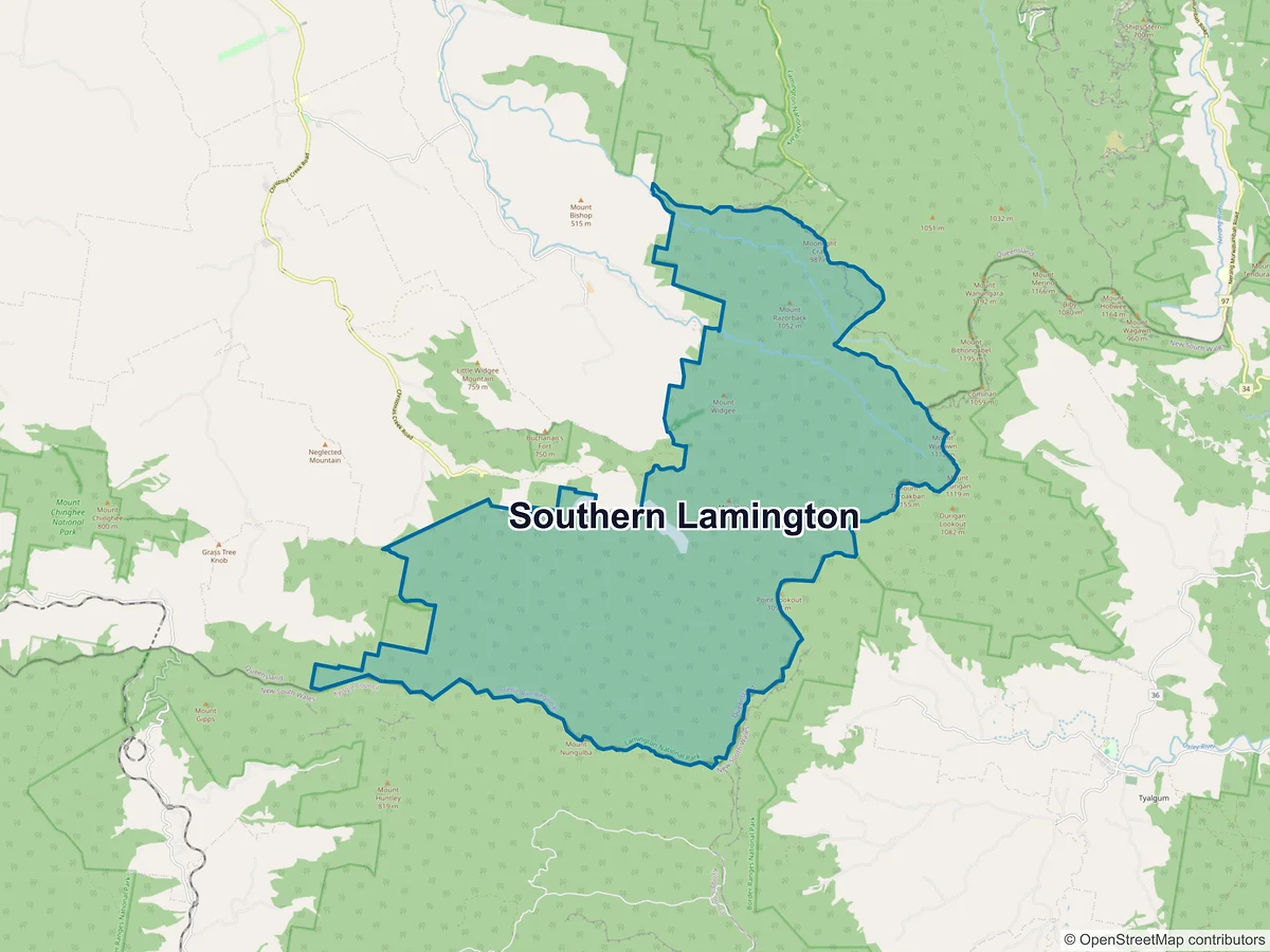 Map of Southern Lamington, QLD, Australia