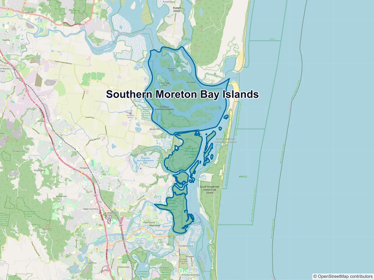 Map of Southern Moreton Bay Islands, QLD, Australia