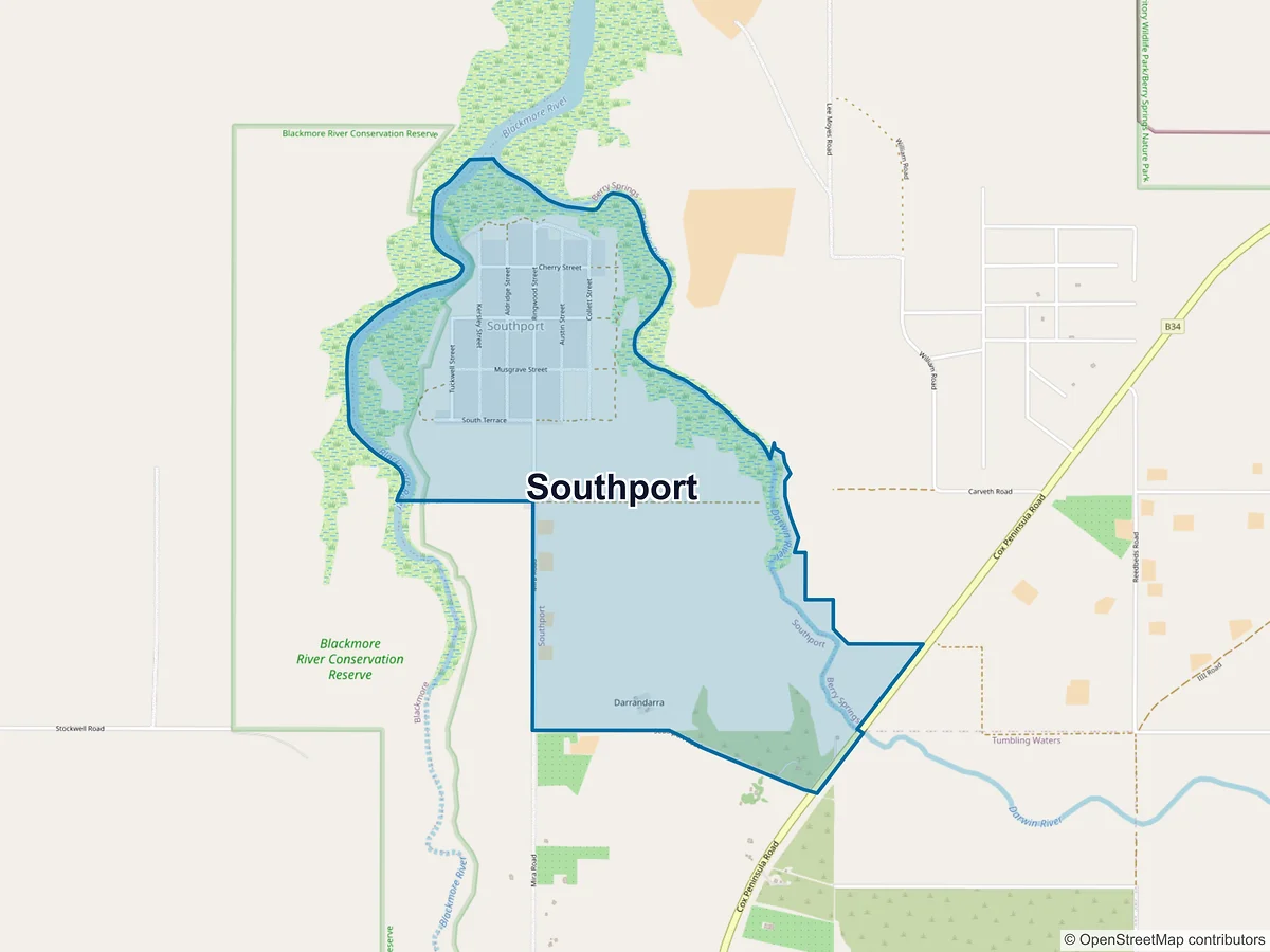 Map of Southport, NT, Australia