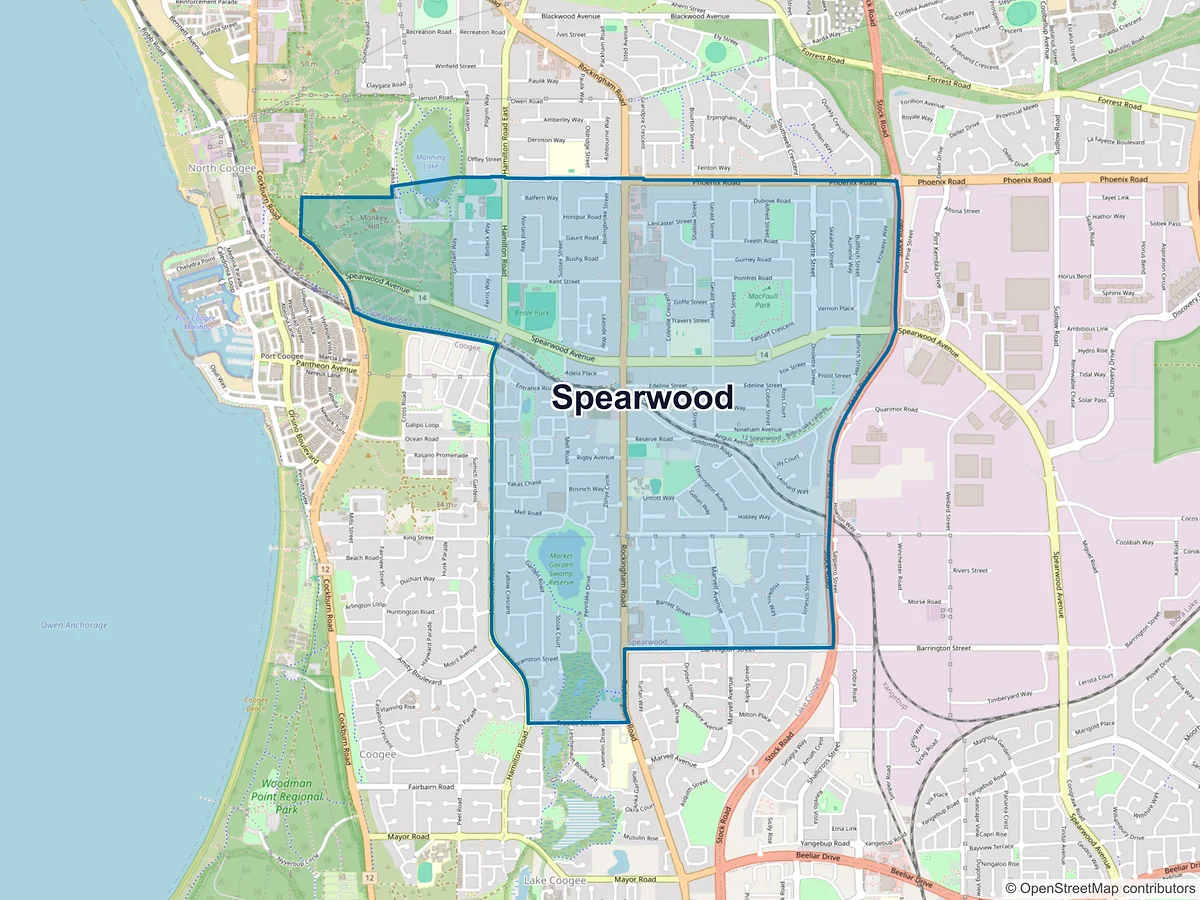 Map of Spearwood, WA, Australia