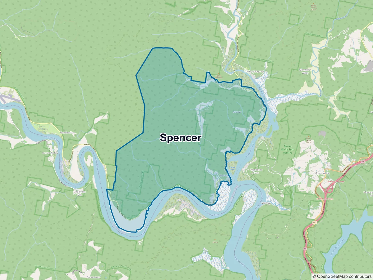 Map of Spencer, NSW, Australia