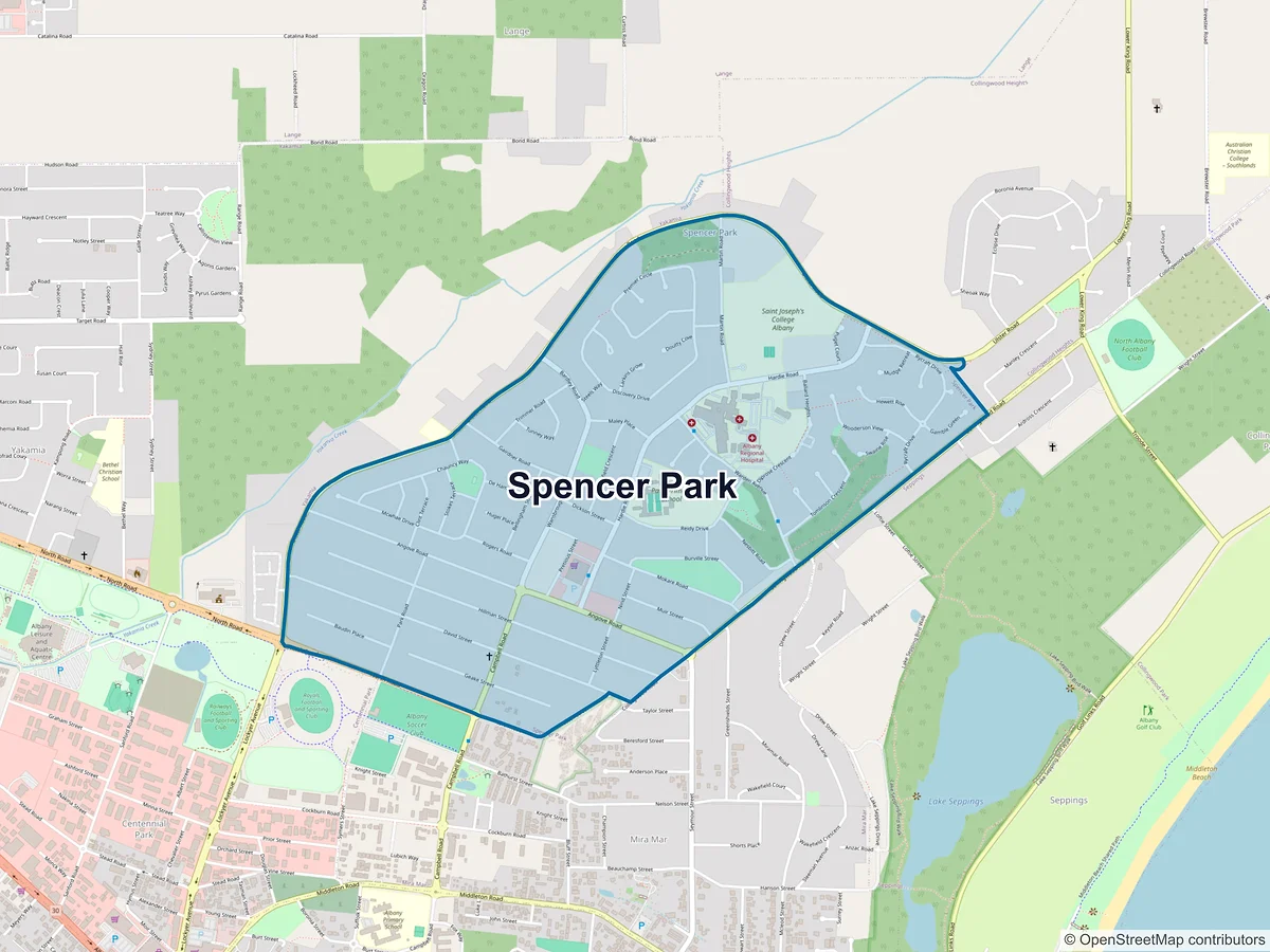 Map of Spencer Park, WA, Australia