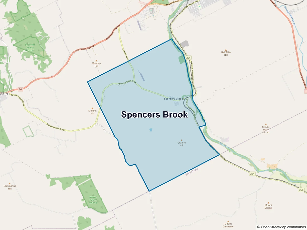 Map of Spencers Brook, WA, Australia