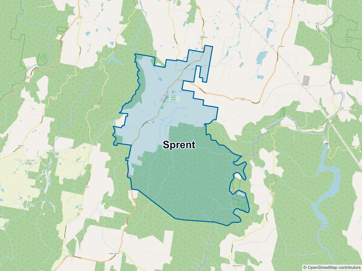 Map of Sprent, TAS, Australia