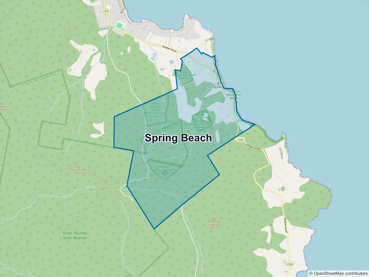 Map of Spring Beach, TAS, Australia