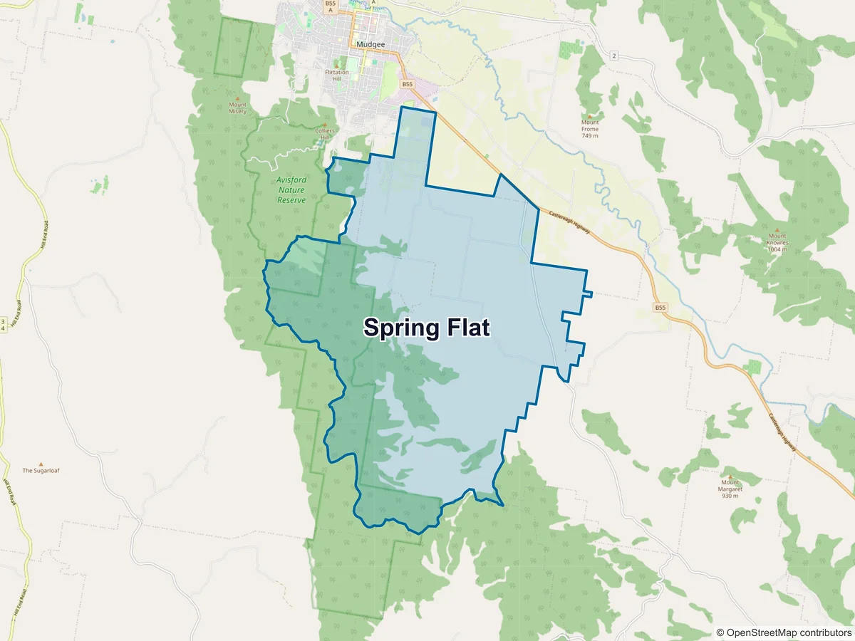 Map of Spring Flat, NSW, Australia