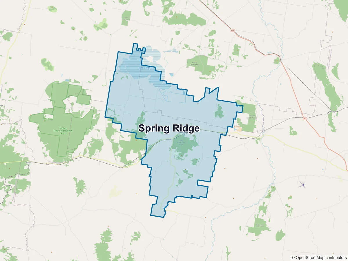 Map of Spring Ridge, NSW, Australia