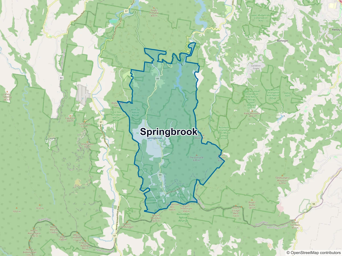 Map of Springbrook, QLD, Australia