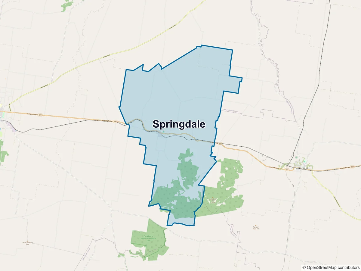 Map of Springdale, NSW, Australia
