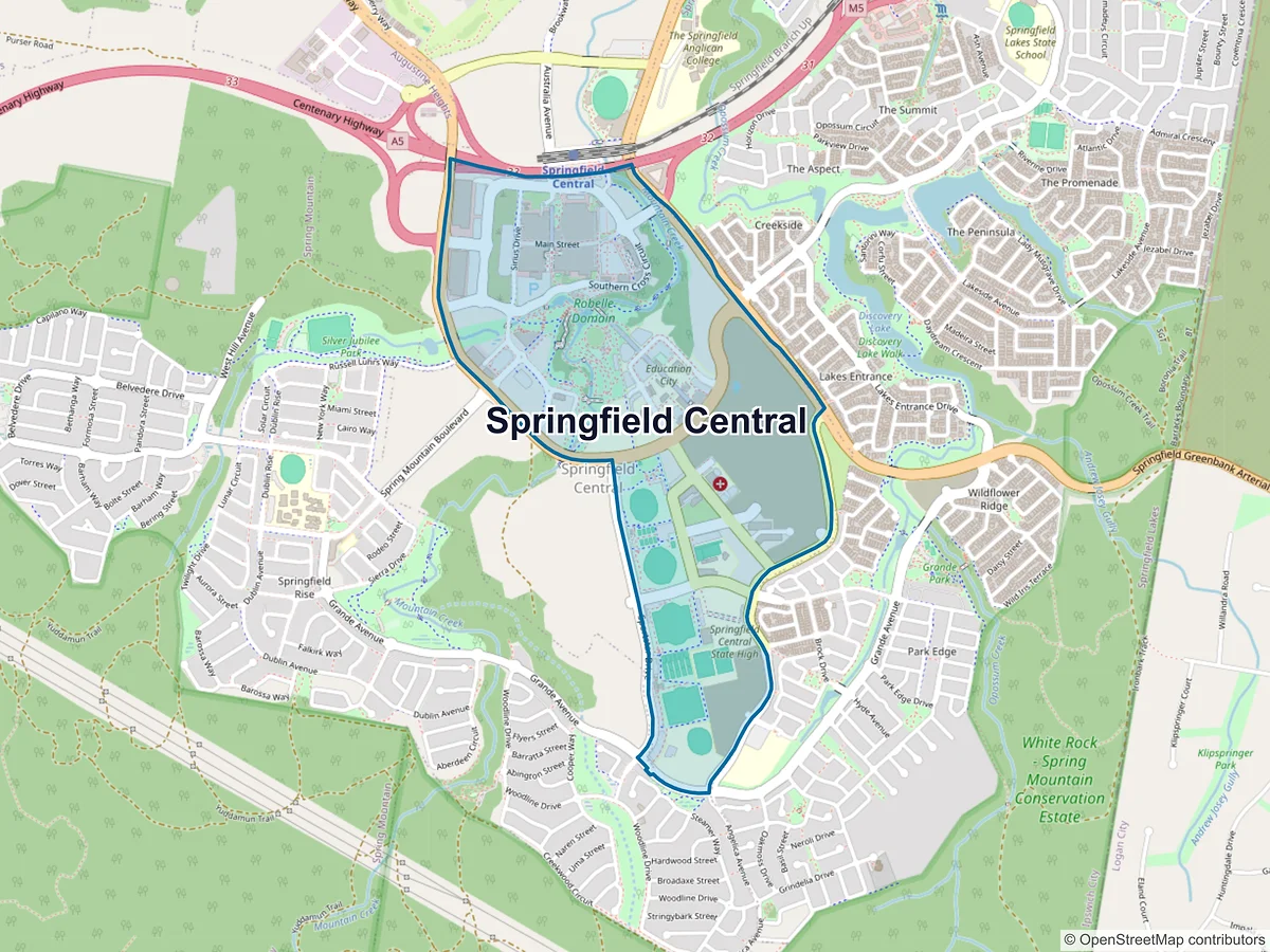 Map of Springfield Central, QLD, Australia