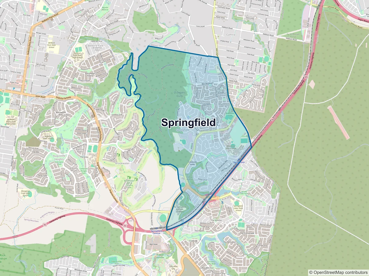 Map of Springfield, QLD, Australia