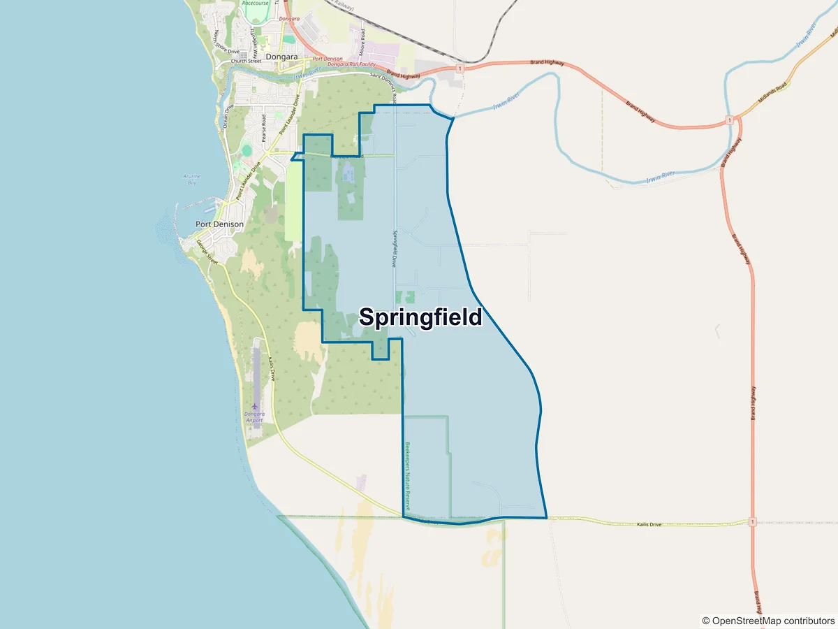 Map of Springfield, WA, Australia