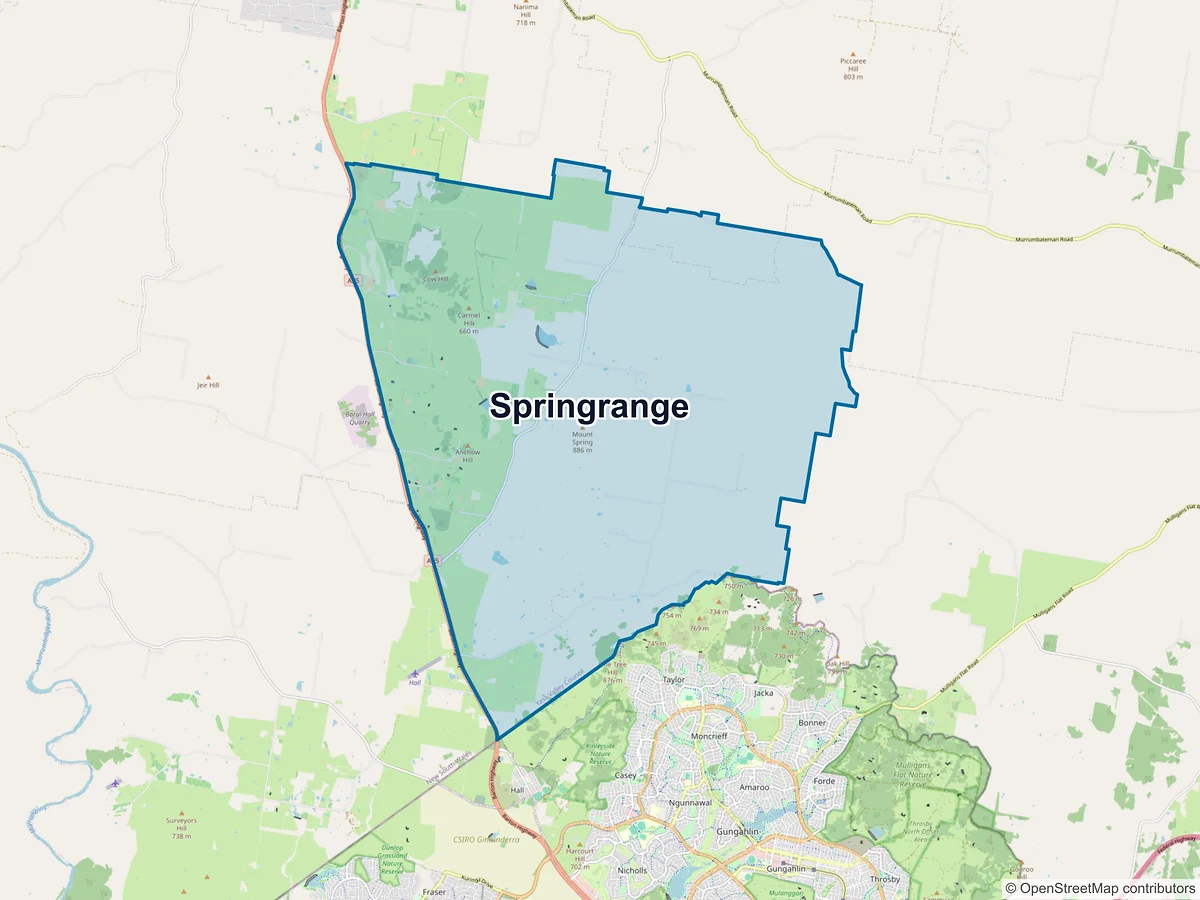 Map of Springrange, NSW, Australia