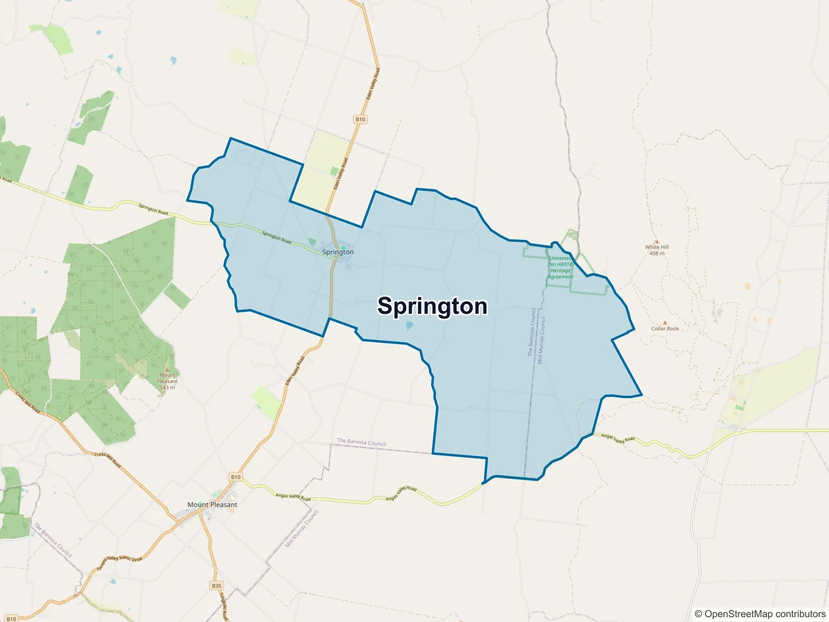 Map of Springton, SA, Australia