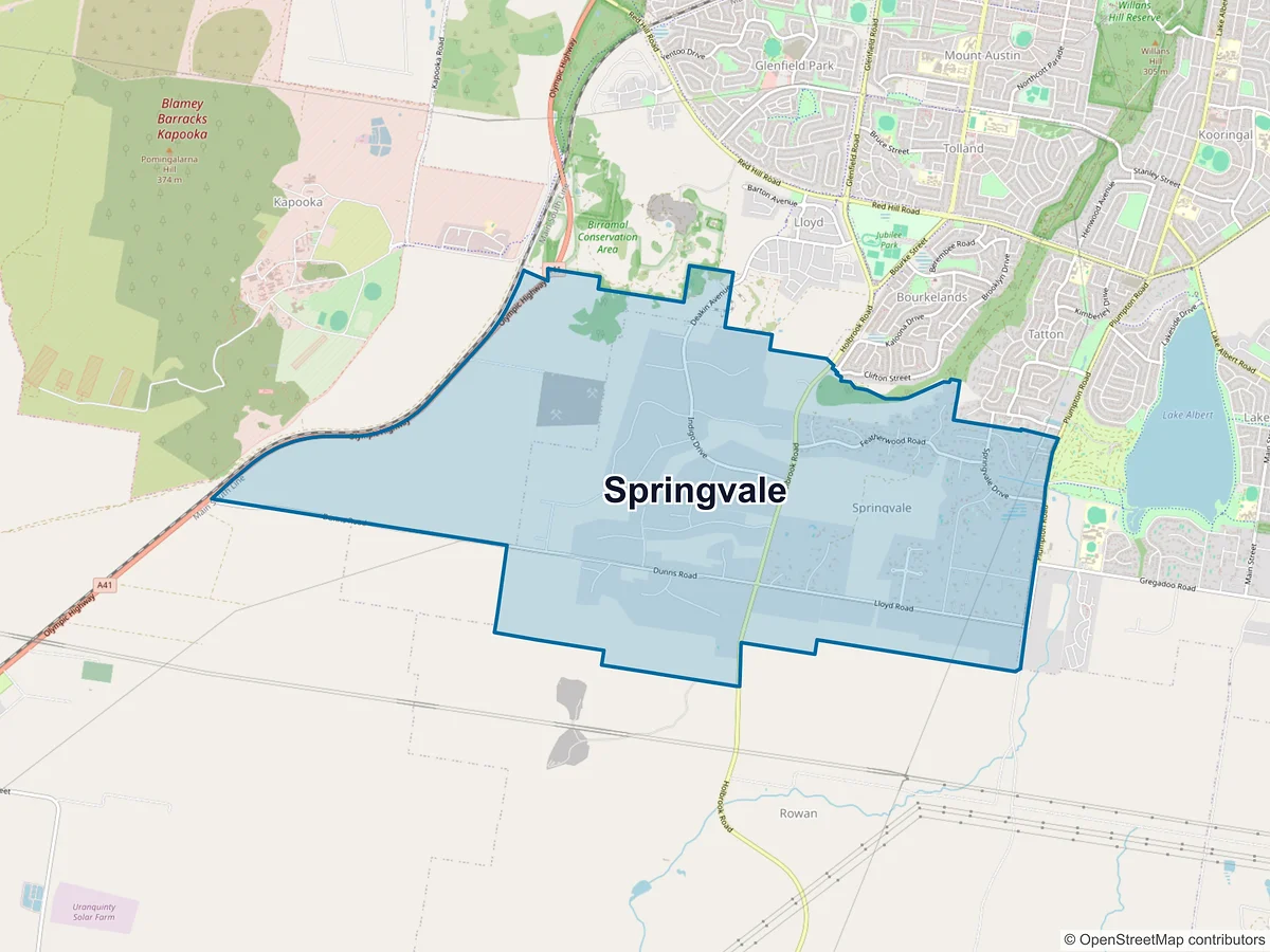 Map of Springvale, NSW, Australia