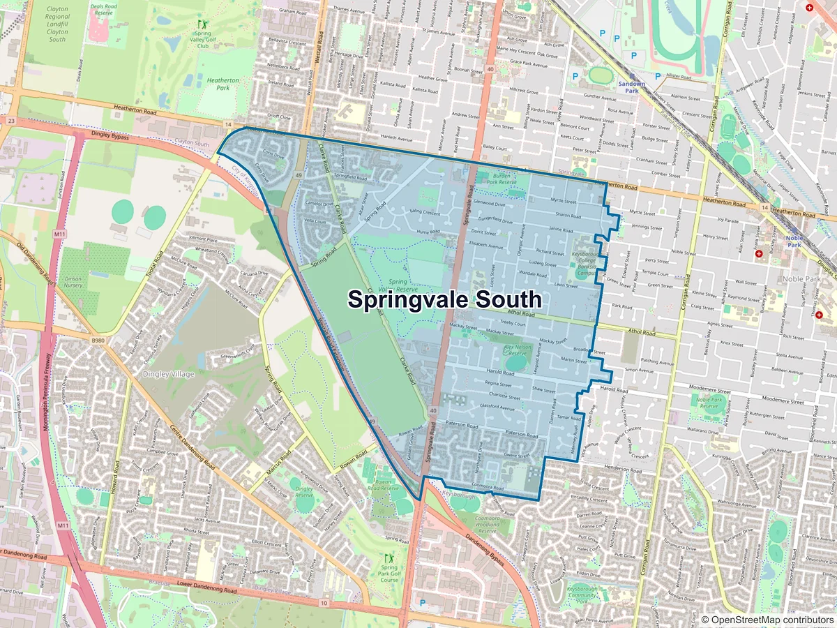 Map of Springvale South, VIC, Australia