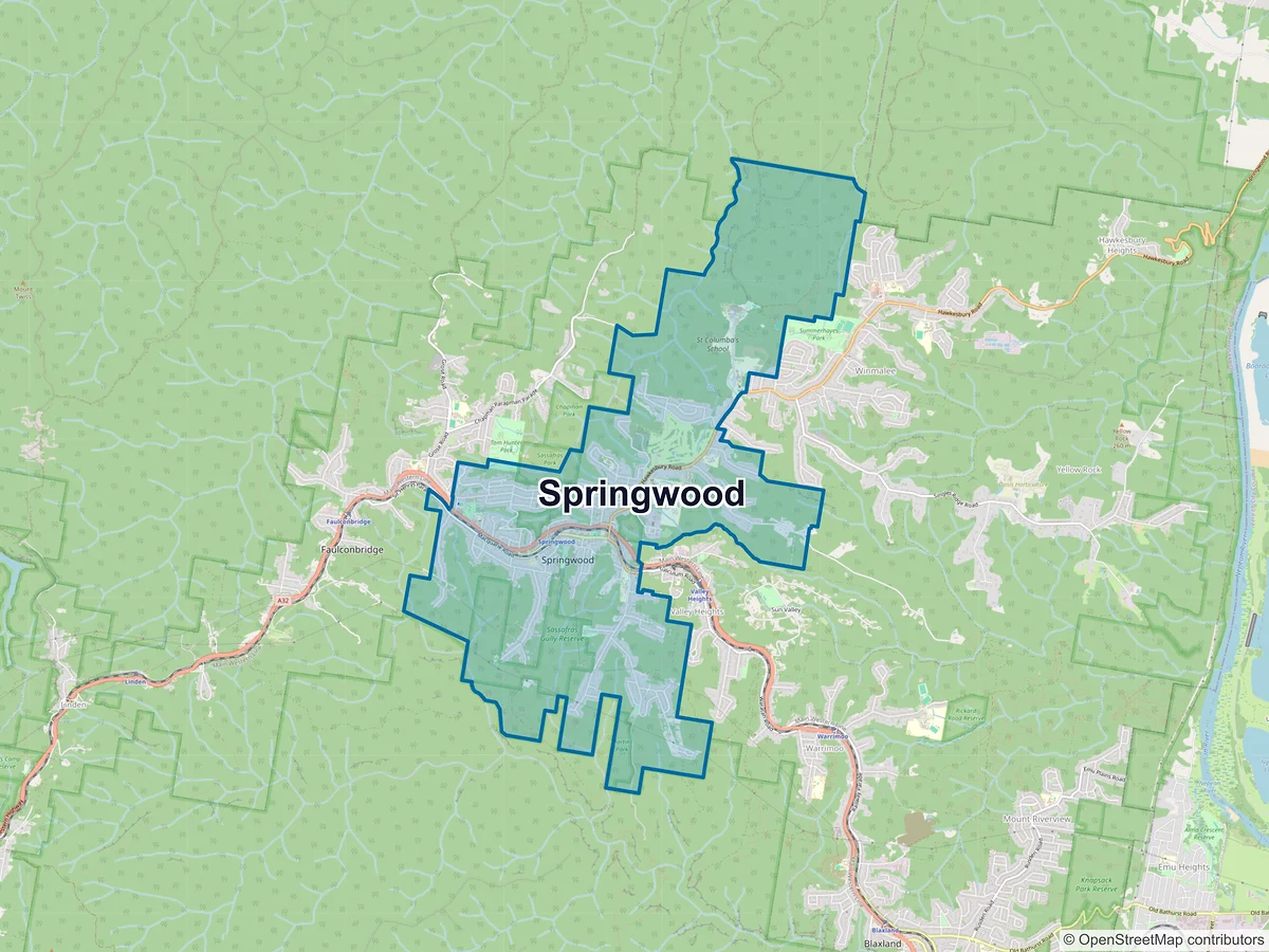Map of Springwood, NSW, Australia