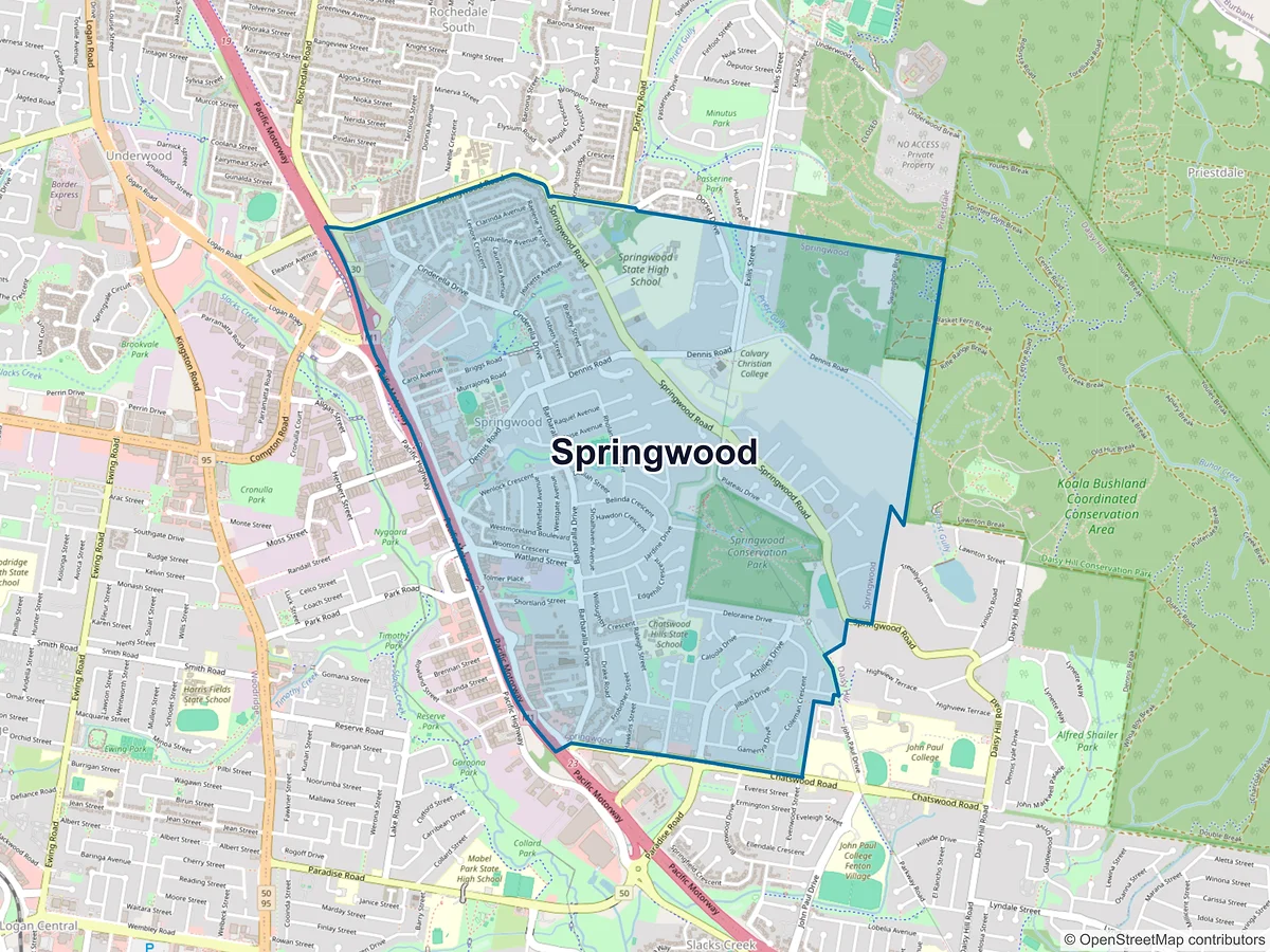 Map of Springwood, QLD, Australia
