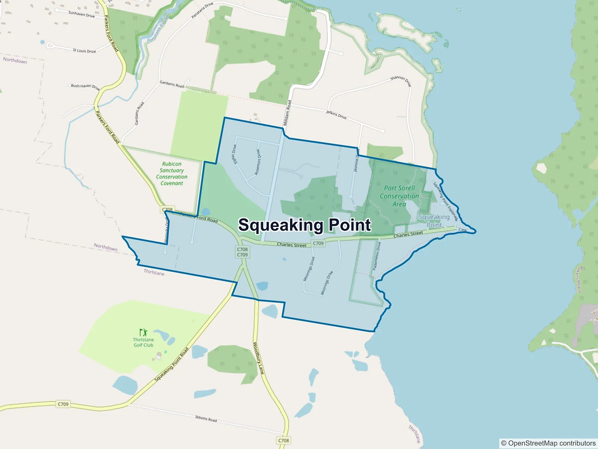 Map of Squeaking Point, TAS, Australia