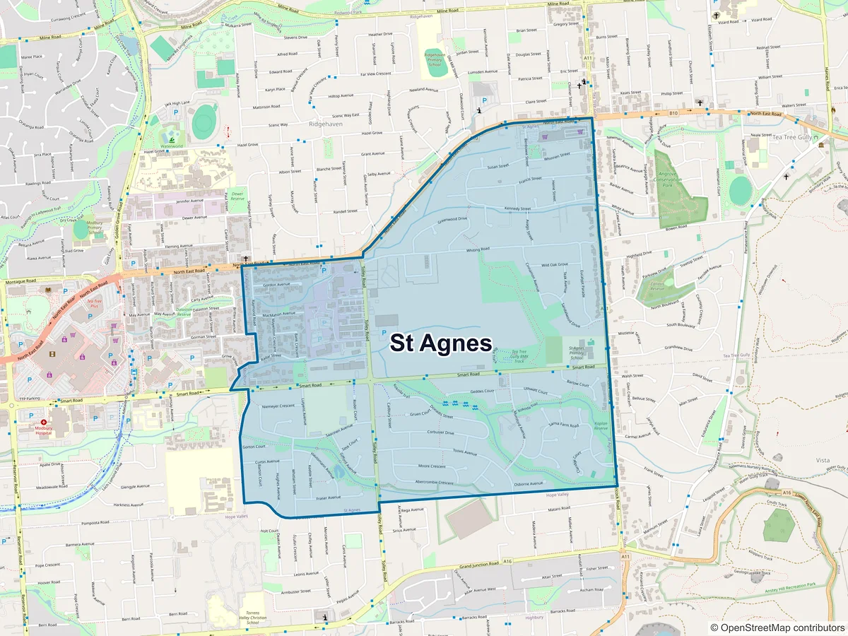 Map of St Agnes, SA, Australia
