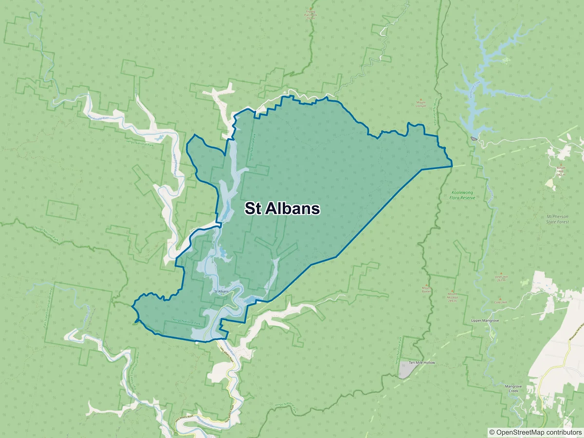 Map of St Albans, NSW, Australia