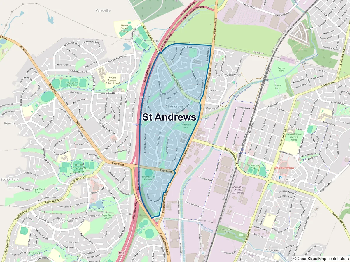 Map of St Andrews, NSW, Australia