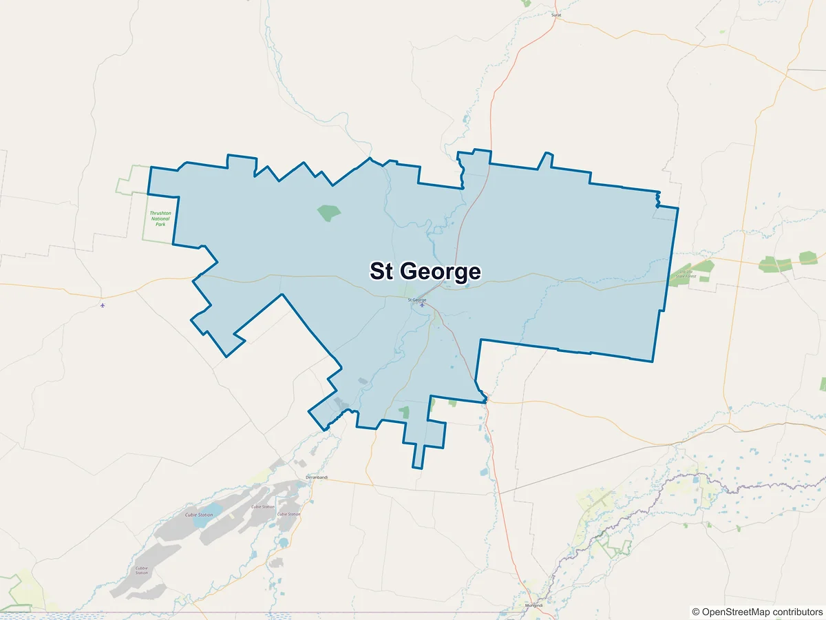 Map of St George, QLD, Australia