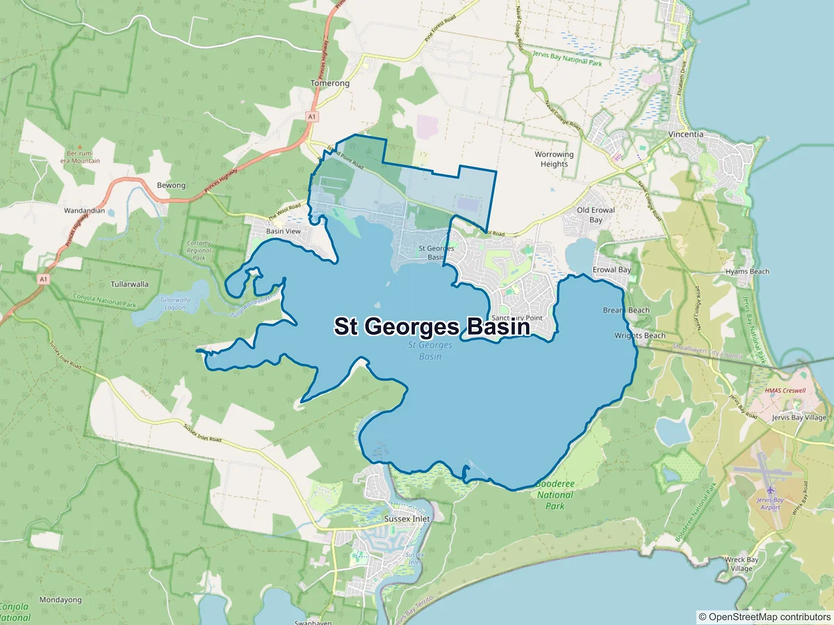 Map of St Georges Basin, NSW, Australia
