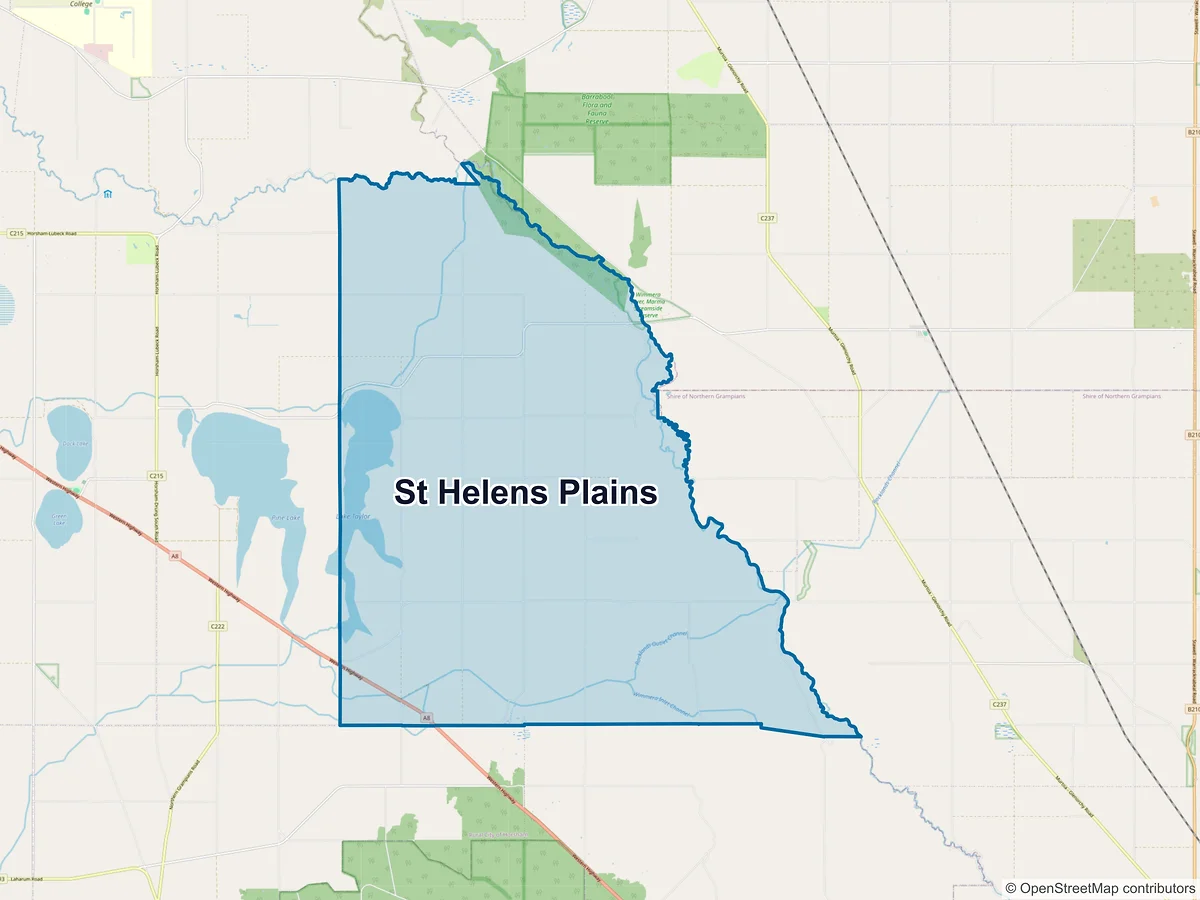 Map of St Helens Plains, VIC, Australia
