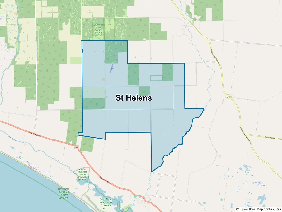 Map of St Helens, VIC, Australia
