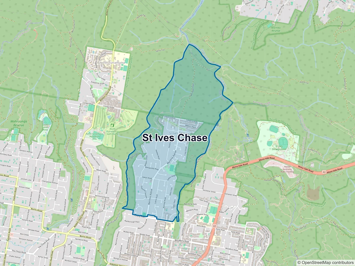Map of St Ives Chase, NSW, Australia
