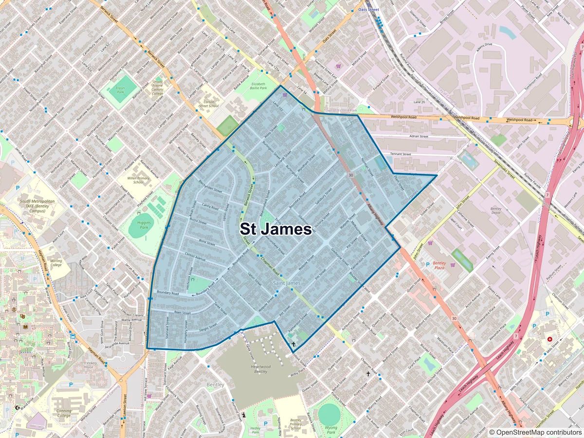 Map of St James, WA, Australia
