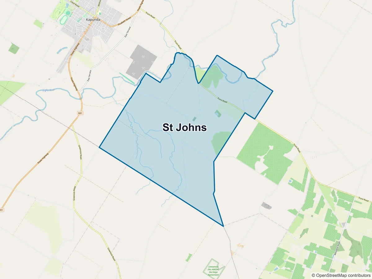 Map of St Johns, SA, Australia