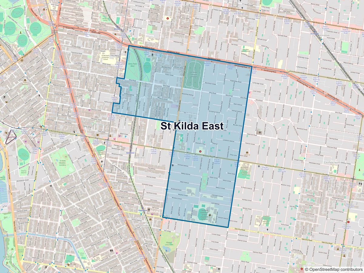 Map of St Kilda East, VIC, Australia