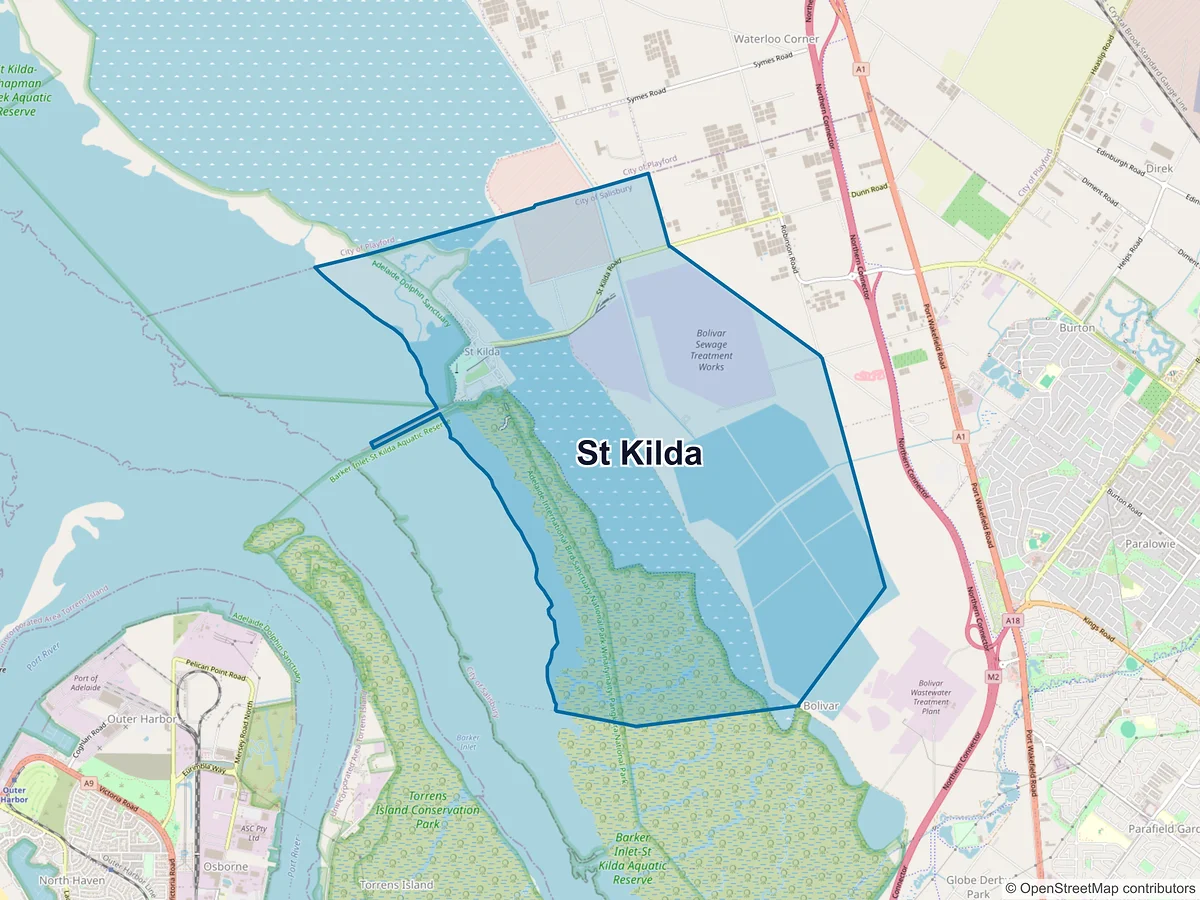 Map of St Kilda, SA, Australia