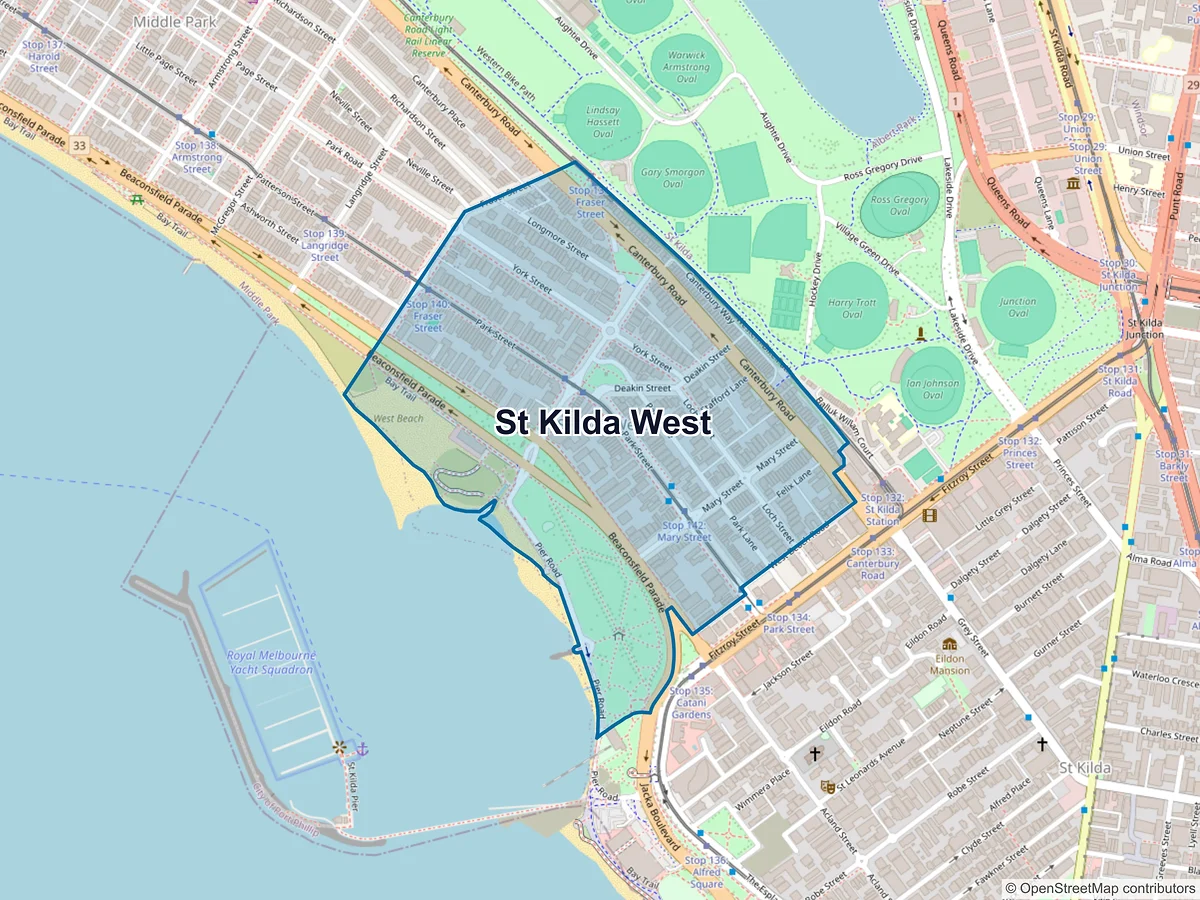 Map of St Kilda West, VIC, Australia