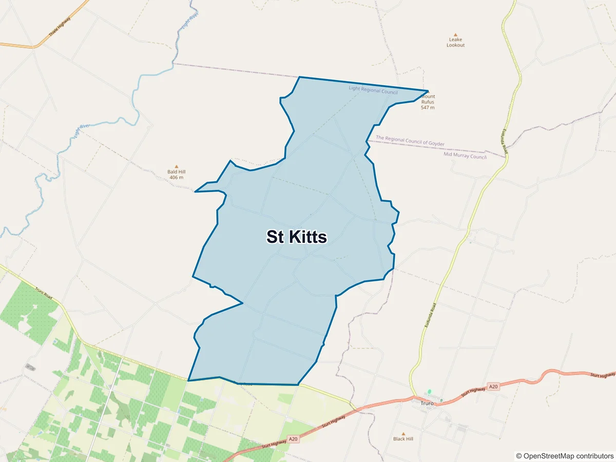 Map of St Kitts, SA, Australia