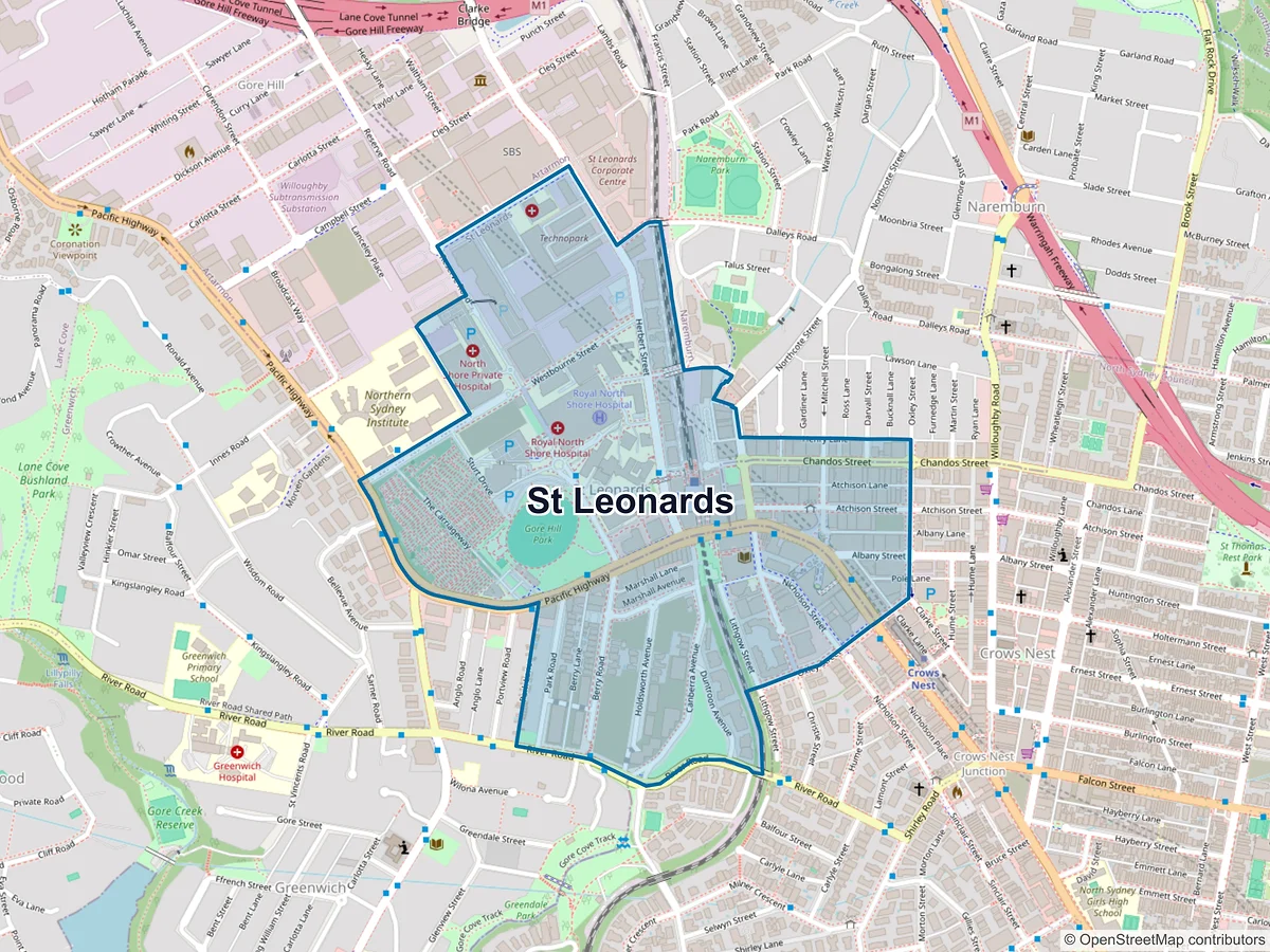 Map of St Leonards, NSW, Australia