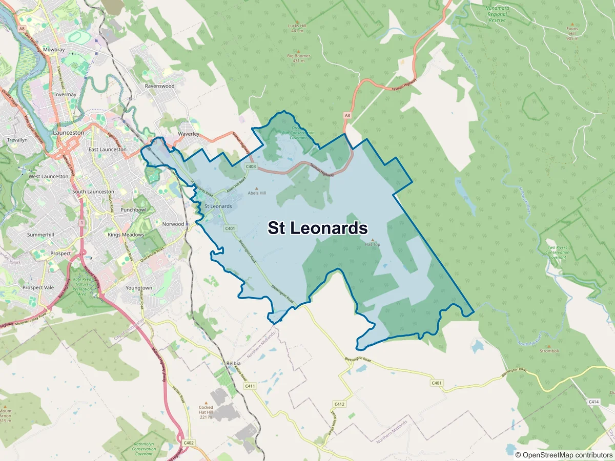 Map of St Leonards, TAS, Australia