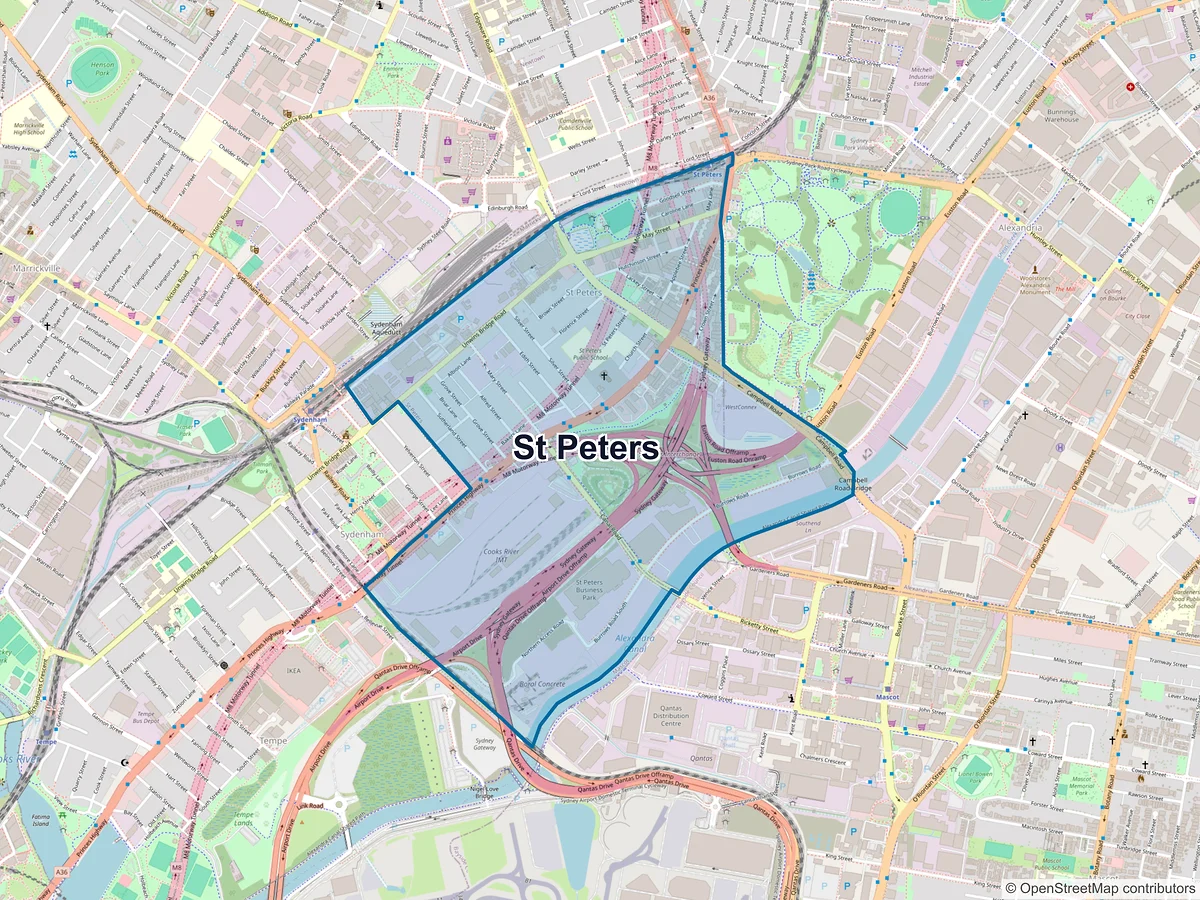 Map of St Peters, NSW, Australia
