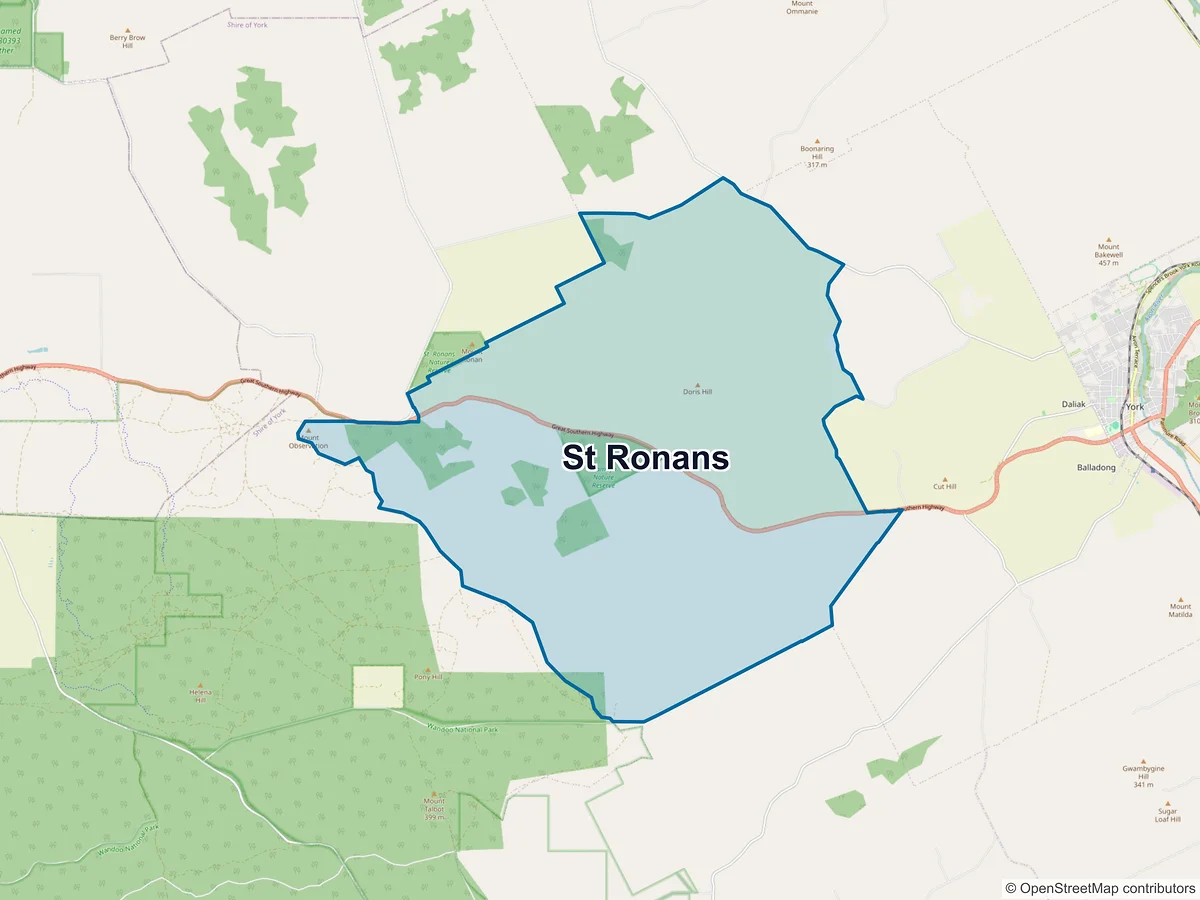Map of St Ronans, WA, Australia