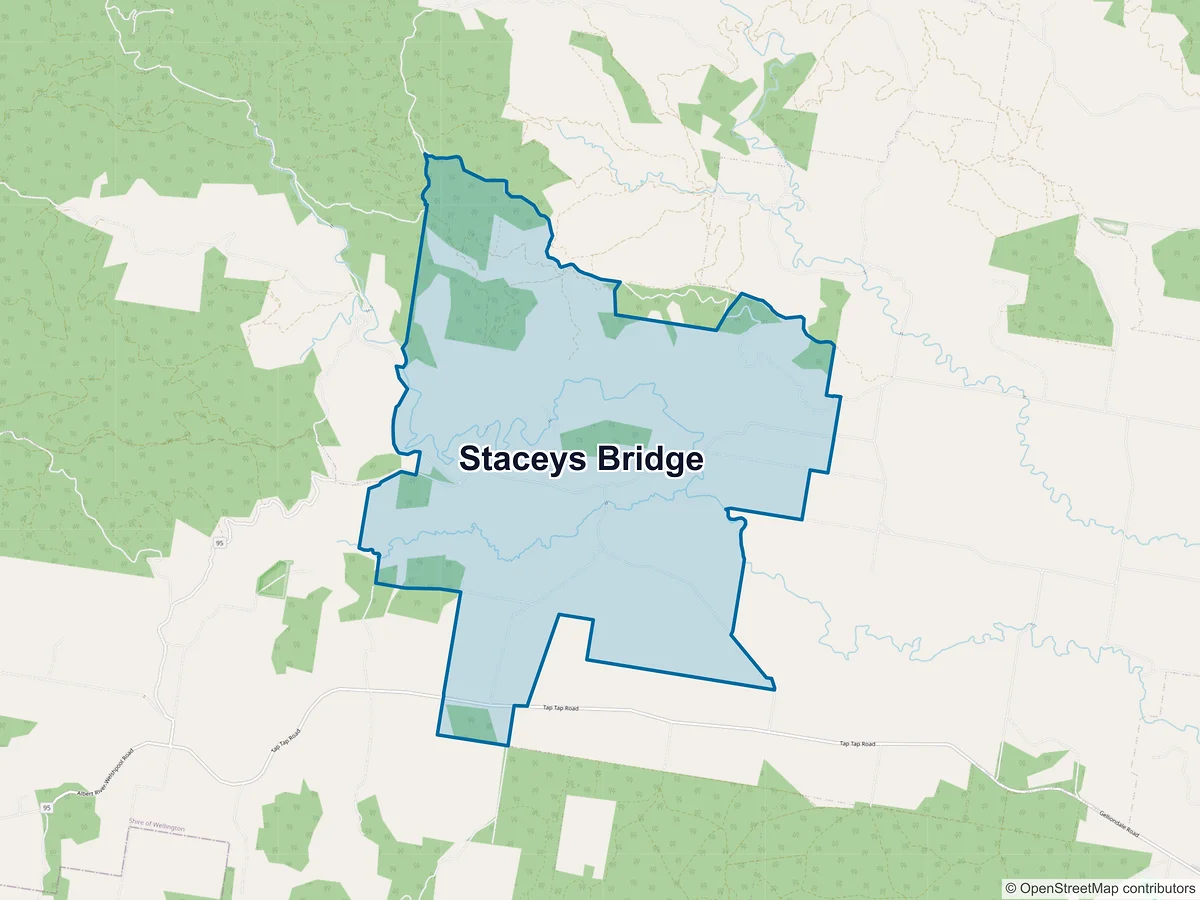 Map of Staceys Bridge, VIC, Australia