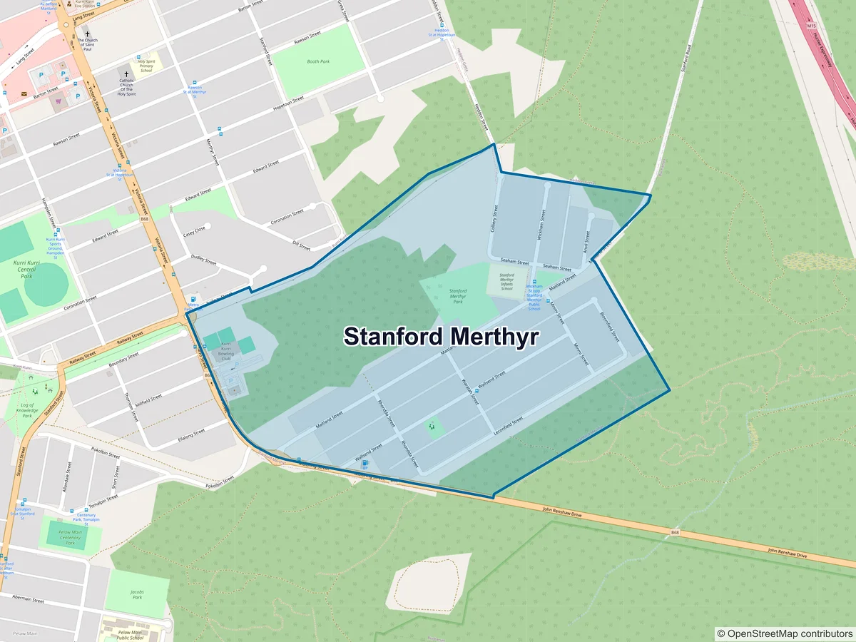 Map of Stanford Merthyr, NSW, Australia