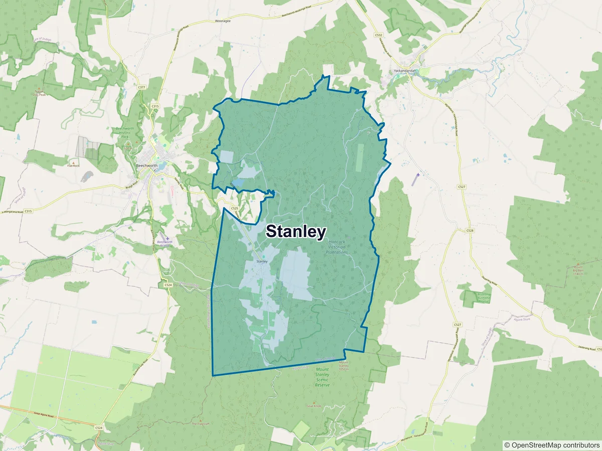 Map of Stanley, VIC, Australia