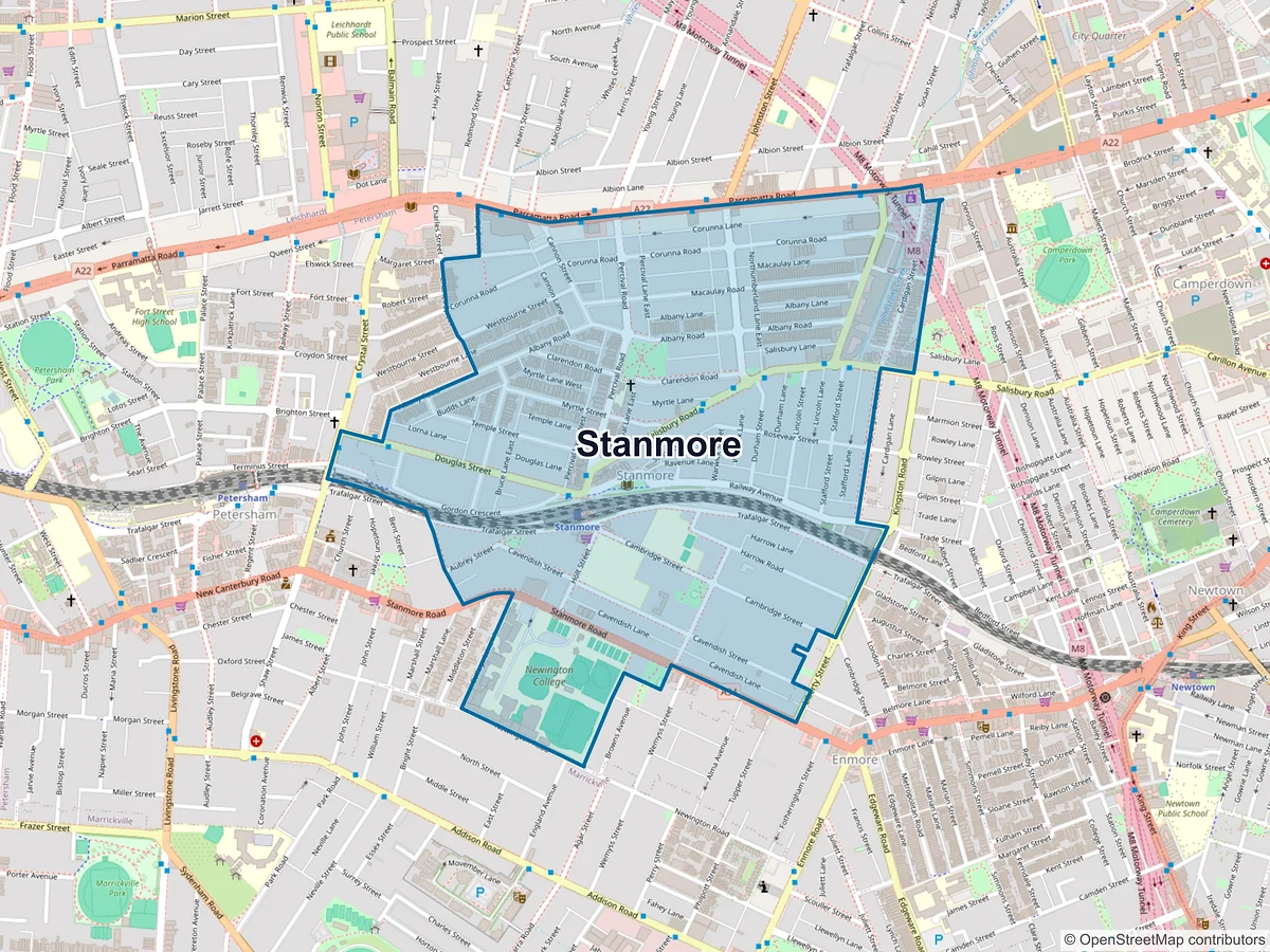Map of Stanmore, NSW, Australia