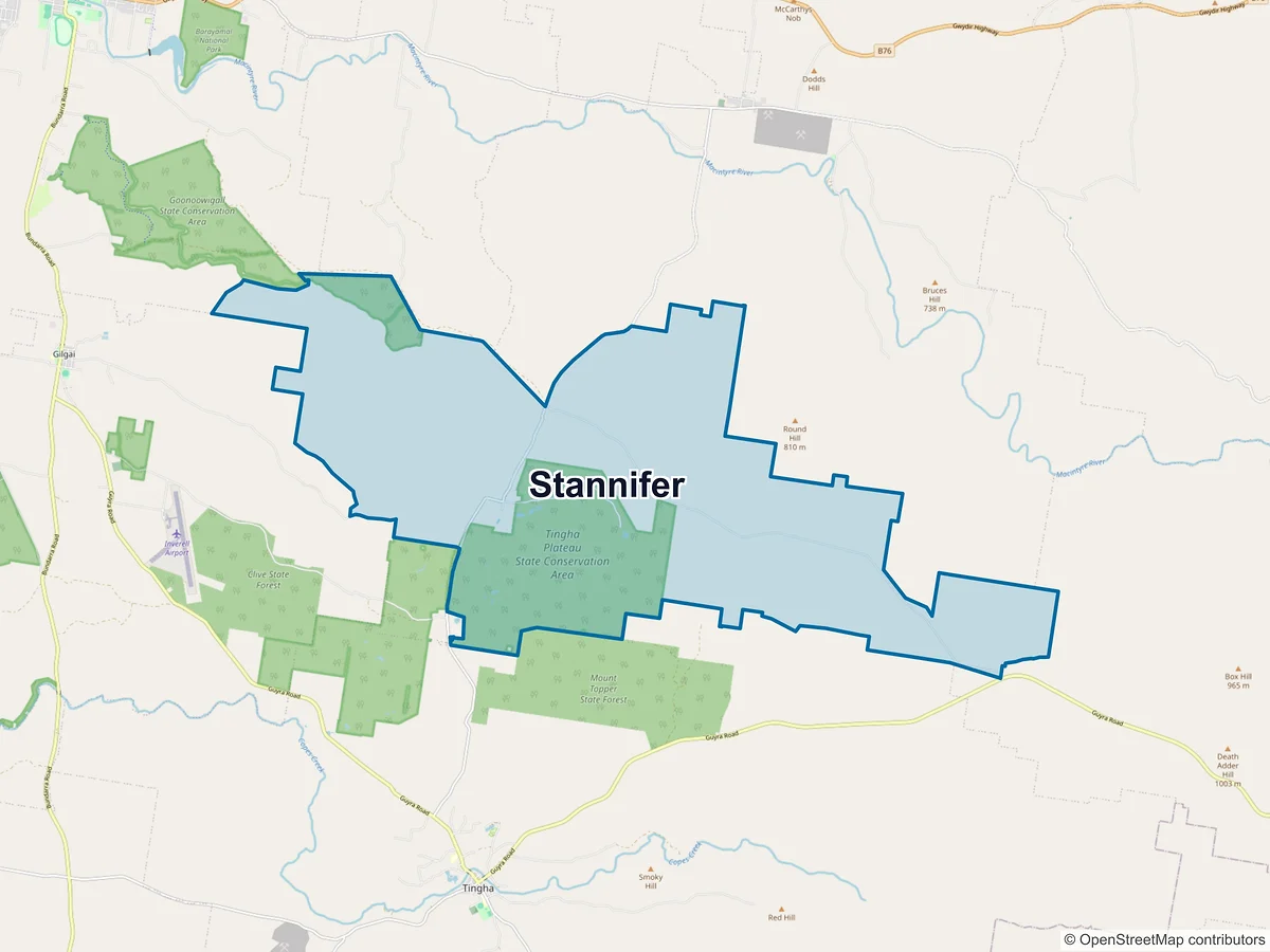 Map of Stannifer, NSW, Australia